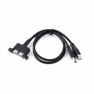 hipping combo dual usb 3.0 male to female extension cable with screw socket panel mount holes