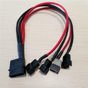 ide molex to 4 x 12v 4pin socket (2pin wire) cooling fan splitter connector jack power supply cable cord 22awg wire 30cm to pc diy