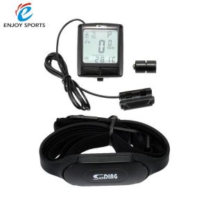 lcd backlight cycling bike bicycle computer odometer speedometer with wireless heart rate monitor tester chest strap