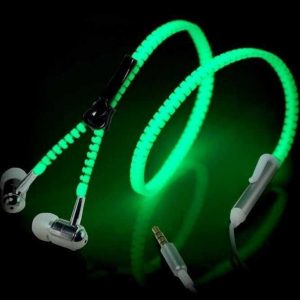 led luminous earphones glow in the dark headphones metal zipper night lighting glowing headset with mic handsfor iphone x samsung s8