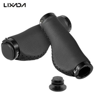 lixada 2pcs mtb road bike cycling grips fiber leather handle bar grips bike handlebar lock-on with end plug