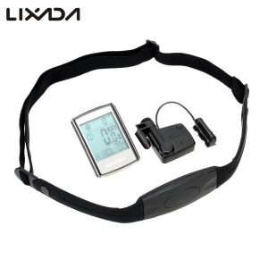 lixada multifunctional 3-in-1 wireless lcd bicycle cycling computer with cadence heart rate monitor chest strap water-resistant