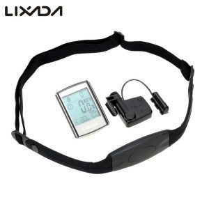 lixada multifunctional wireless lcd bicycle cycling computer speedometer,cadence heart rate monitor chest strap water-resistant