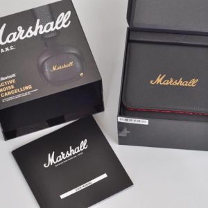 marshall mid anc active noise cancelling on-ear wireless bluetooth headphone, black