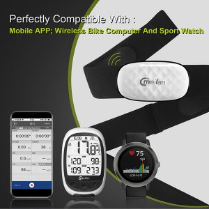 meilan c5 heart rate monitor fitness tracker bt/ant+ cordless for sports bike computer phone