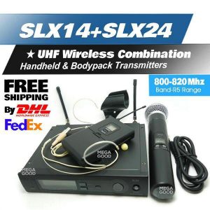 microfono shipping by dhl fedex ems slx2 1 4/slx214/beta58 uhf wireless microphone system with bodypack/handheld transmitte