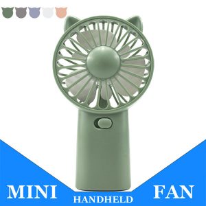 mini handheld cute cat ear shape portable fan usb rechargeable desk electric cooler fan strong airflow with 3 setting fan for office outdoor