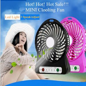 mini protable fan multifunctional usb rechargerable kids table fan led light 18650 battery adjustable 3speed mini usb cooling fan wholesale