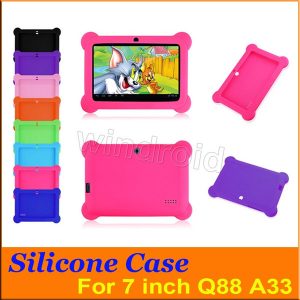 multi-color anti dust kids child soft silicone rubber gel case cover for 7" 7 inch q88 a33 a23 android tablet pc mid 50pcs