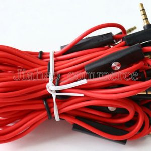 new 3.5mm replacement red cables for studio heaphones with control talk and mic l plug extension audio aux cable for solo mixr