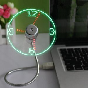 new durable adjustable usb gadget mini flexible led light usb fan time clock deskclock cool gadget real time display dhl