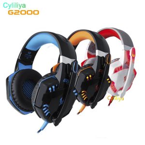 new each g2000 deep bass headphone stereo surrounded over-ear gaming headset headband earphone with light for pc lol game