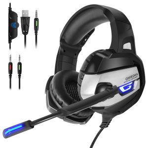 onikuma k5 3.5mm gaming headphones casque earphone headset with mic led light for laptablet / ps4 / new xbox one