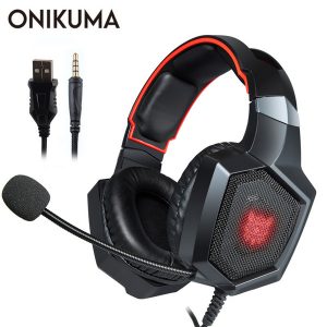 onikuma k8 casque ps4 gaming headset pc stereo earphones headphones with microphone led lights for laptablet/new xbox one