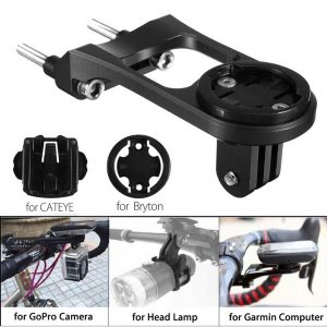 out-front bicycle computer mount holder stem extension with camera adapter for garmin bryton cateye satch holder