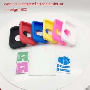 outdoor cycling edge 1000 computer silicone rubber protect case with tempered screen film protector for garmin edge 1000