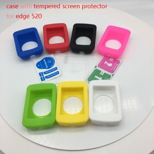 outdoor cycling edge 520 computer silicone rubber protect case with tempered screen film protector for garmin edge 520