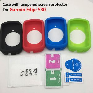 outdoor cycling edge 530 computer silicone rubber protect case with tempered screen film protector for garmin edge 530