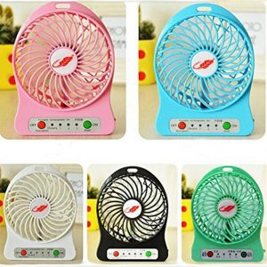 portable rechargeable usb fan 3 gear speed desk mini air cooling cooler deskfan with 18650 battery and led light for trave camping