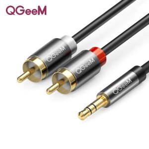 qgeem 2rca to 3.5 3.5mm jack rca aux cable for dj amplifiers subwoofer audio mixer home theater dvd