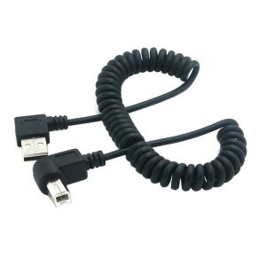 retractable 90 degree right angle usb type a male to b male am to bm adapter converter spiral coiled spring curl printer cable