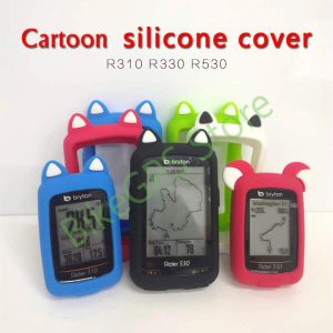 rider 310 330 530 bike computer silicone cover cartoon rubber protective case + lcd screen protector (for bryton 310 330 530)