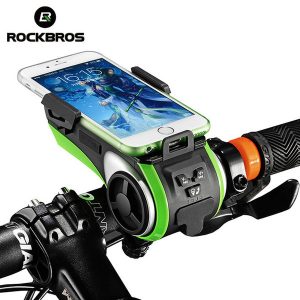 rockbros 5 in 1 bicycle computer phone holder bell light 4400mah power bank waterproof bike bluetooth audio mp3 player speaker