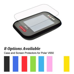 rubber protect skin case + clear screen protectors shield film for cycling computer gps polar v650 muti-colors