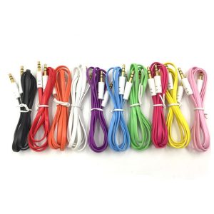 sale colorful 3.5mm audio cable flat aux car audio cable for smartphone mobile phones for mp3 /mp4 for tablet pc