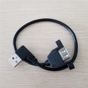 screw lock panel mount 90 degree left angled usb 2.0 a male to female m/f date cable 30cm