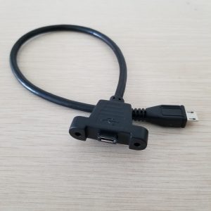 screw lock panel mount micro usb 2.0 type b male to female m/f extension data sync power charge cable 30cm + screws shielding