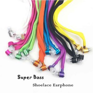 shoelace earphones super bass headphones metal headset stereo earbuds running earpieces sport handswith mic for iphone xiaomi samsung