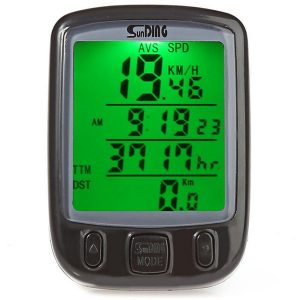 sunding waterproof bike computer sd-563b bicycle computer cycling odometer speedometer with green lcd backlight battery