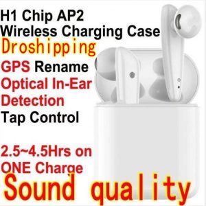 tws h1 chip generation 2 2nd ap2 wireless charging bluetooth 5.0 headphones earphones sensor earbuds gps rename pop up w1 3.0 pk i9s i12 car