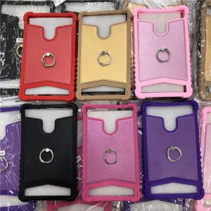 universal shockproof soft silicone ring stand leather tablet case heavy duty protective back cover for ipad mini 6 7 8 inch