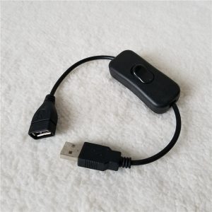 usb type a male to female extension power cable with on-off switch button black 25cm