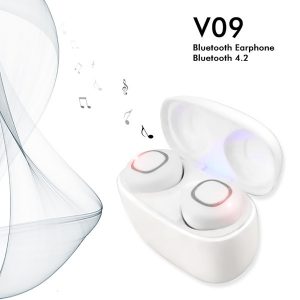 v09 bluetooth headset wireless headset tws earbuds 500 mah mini charging box stereo with microphone for ios android phone