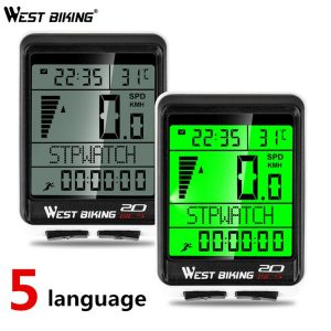 west biking bike computer speedometer 5 language wireless cycling led odometer satch waterproof bicycle computers