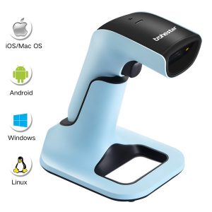 wireless 1d barcode scanner, 2.4ghz wireless & wired connection, compatible with ios/mac os, android, windows, linux, 3 scan ways