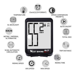 wireless bicycles computer large digital bike computer odometer speedometer bike waterproof speed distance with lcd backlight