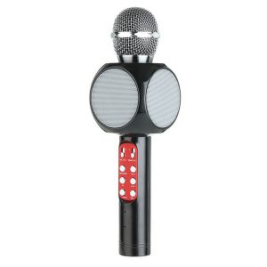 ws1816 wireless bluetooth ktv karaoke microphone speaker with led light support tf aux usb for smartphones