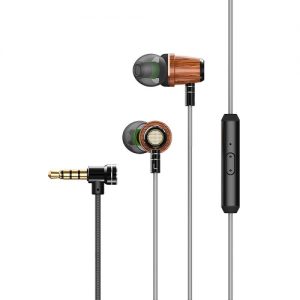 zermie 3.5mm In-ear Pear-Wood Earphone with Mic Grey