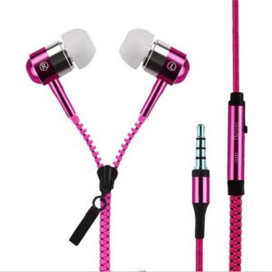 zipper earphones headset 3.5mm jack bass earbuds in-ear zip earphone headphone with mic for samsung s6 android phone mp3 pc