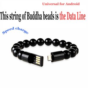 0.24m type c bead bracelet mini usb charger cables synchronous buddha bead data line plug charging for samsung galaxy micro v8 android