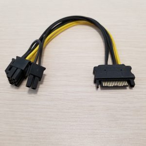 1 pcs sata male 15pin to 8pin(6p+2p) graphics card power supply cable 15cm 18awg