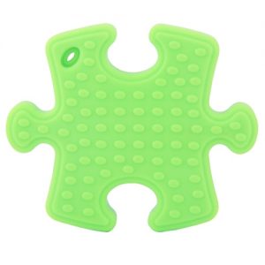 100% Food Grade Silicone Hand Held Irregular Jigsaw Puzzle Autism Awareness Teether Teething Pendant for Necklace Chew Baby Toddler Nursing Jewelry Toy Mom to Wear BPA Free DIY