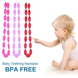 100% Food Grade Silicone Teething Necklace Soft Beads for Chew Baby Toddler Nursing Jewelry Toy for Mom to Wear BPA Free EN71 F963 FDA Certificate