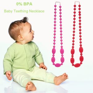 100% Food Grade Silicone Teething Necklace Soft Beads for Chew Baby Toddler Nursing Jewelry Toy for Mom to Wear BPA Free EN71 F963 FDA Certificate