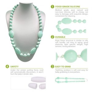 100% Food Grade Silicone Teething Necklace Soft Beads for Chew Baby Toddler Nursing Jewelry Toy for Mom to Wear BPA Free EN71 F963 FDA Certificate