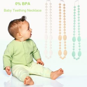 100% Food Grade Silicone Teething Necklace Soft Beads for Chew Baby Toddler Nursing Jewelry Toy for Mom to Wear BPA Free EN71 F963 FDA Certificate